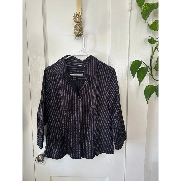 Apt 9 Petite Large striped blouse - Picture 1 of 8